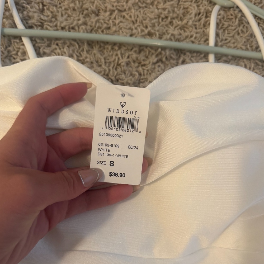 NWT white windsor dress - S - Set The Vibe Asymmetric A-Line Mini Dress - Picture 3 of 7